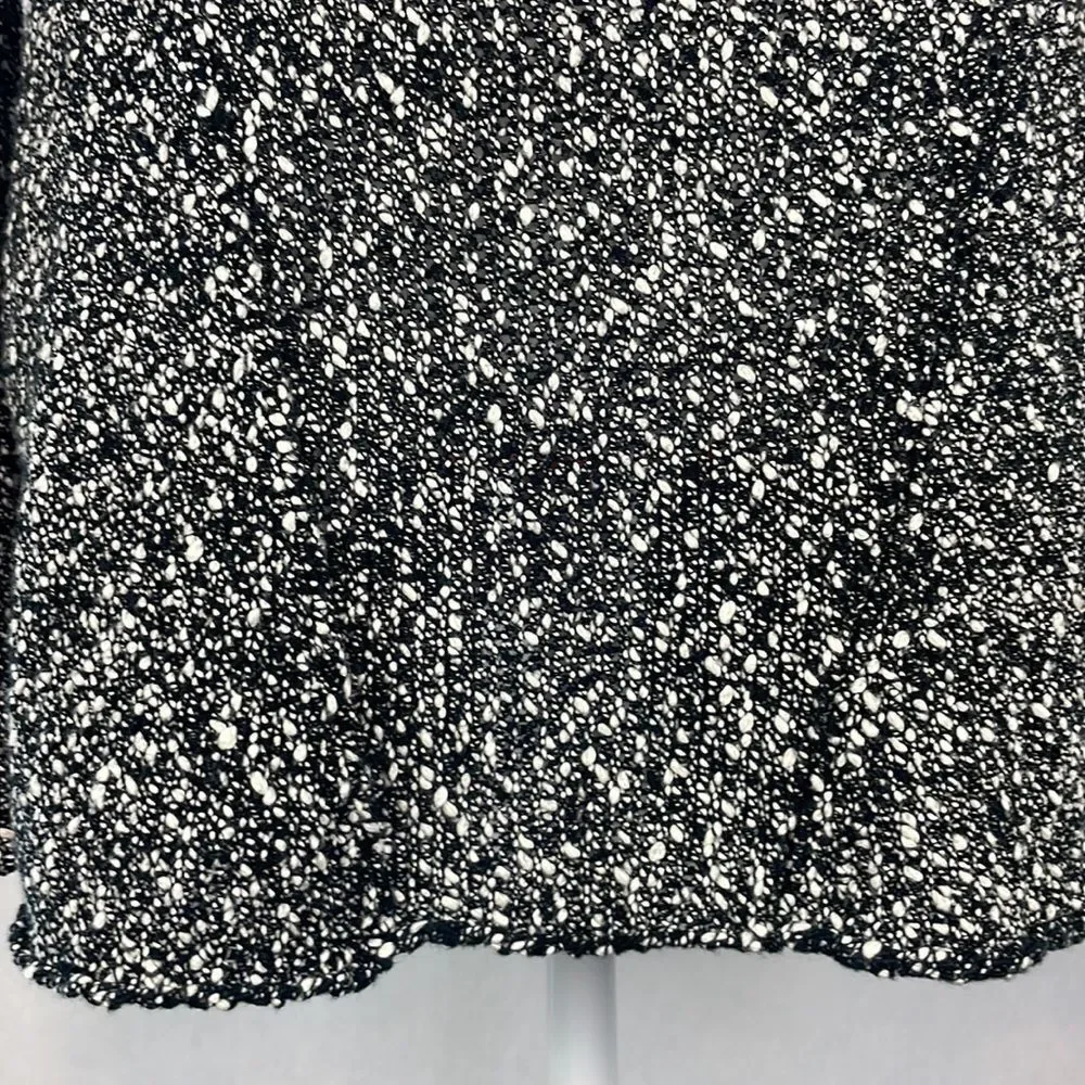 Eileen Fisher Black and White Tweed Open Front Cardigan Sweater. Size Small Pet.